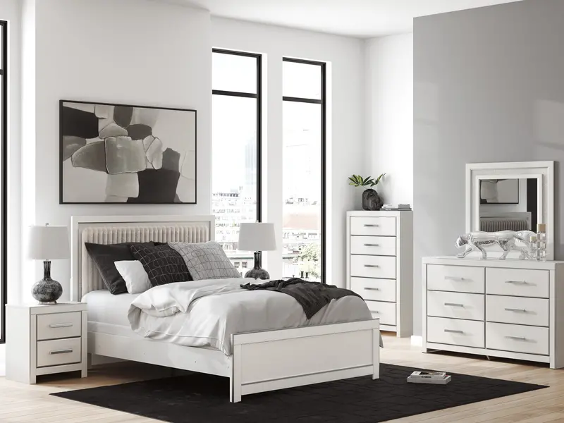 Zuraleus White Upholstered Panel Bedroom Collection 1